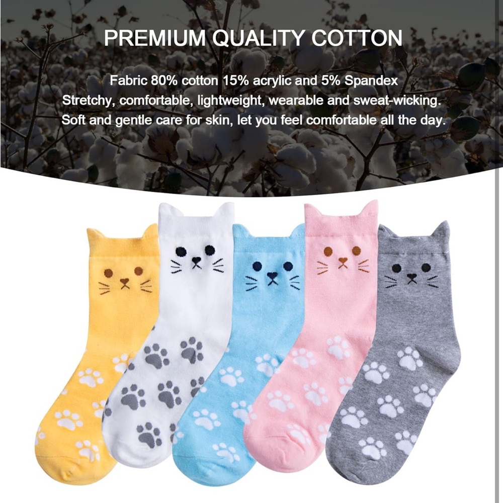 Cat Socks set 5 pack - Picture 2 of 6